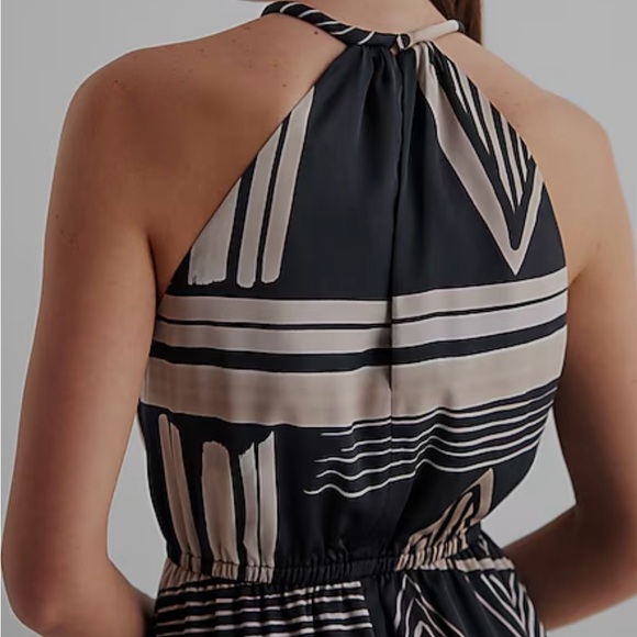 Express Satin Printed Halter Neck O-Ring Maxi Dress size Small - Picture 3 of 9